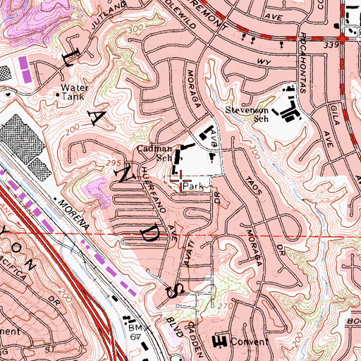 Topographic Map of Cadman Park and Recreation Center, CA