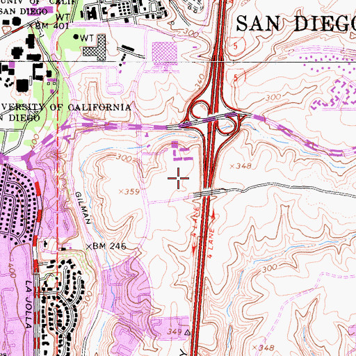 Topographic Map of La Jolla Village Post Office, CA