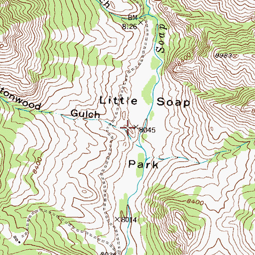 Topographic Map of Little Soap Park, CO