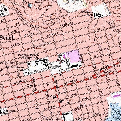 Topographic Map of Pacific Plaza Shopping Center, CA