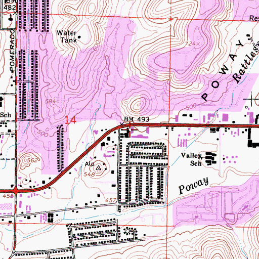 Topographic Map of Carriage Center West Shopping Center, CA