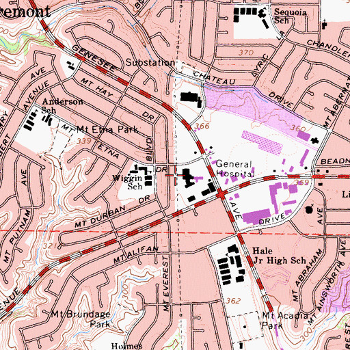 Topographic Map of Clairmont Community Hospital (historical), CA