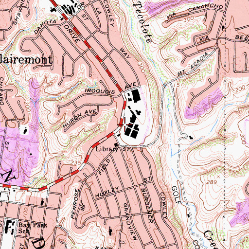 Topographic Map of Clairemont Village Shopping Center, CA