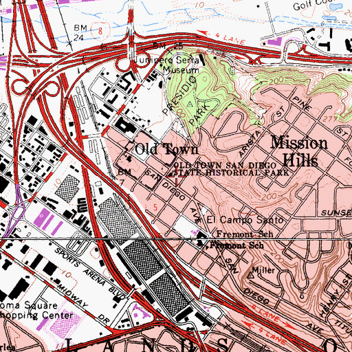 Topographic Map of Derby Pendleton House, CA