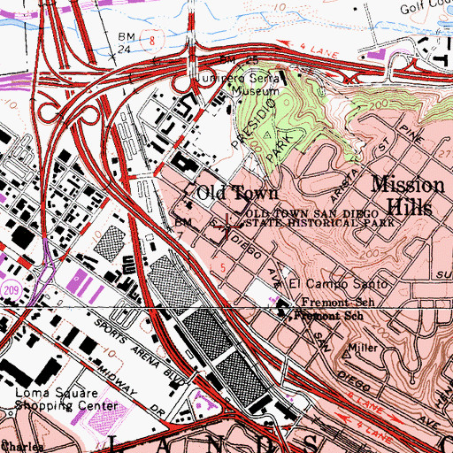 Topographic Map of Immaculate Conception Church, CA