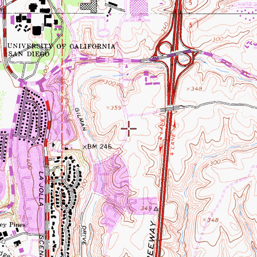 Topographic Map of La Jolla Village Square Shopping Center, CA