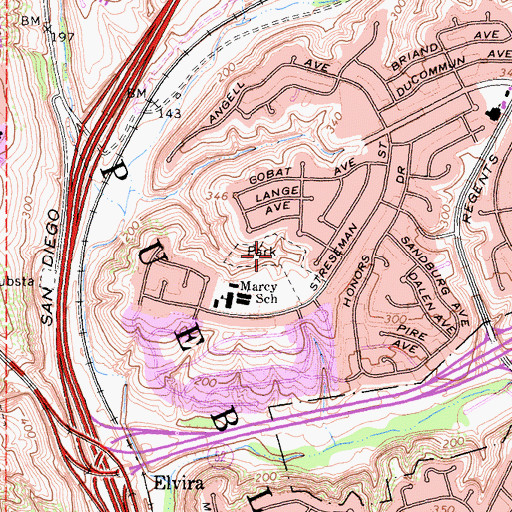 Topographic Map of Marcy Park, CA