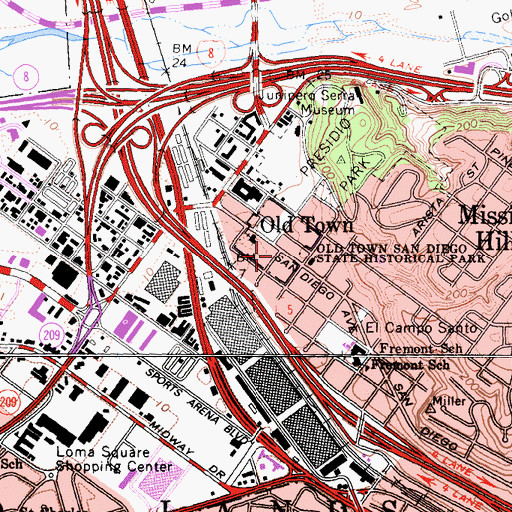Topographic Map of Mason Street School (historical), CA