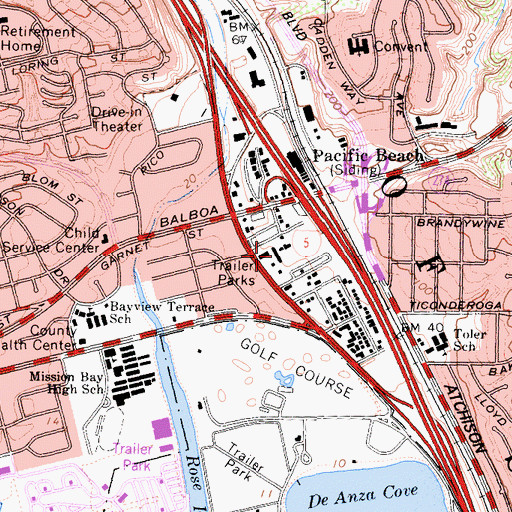 Topographic Map of Mission Bay Hospital, CA