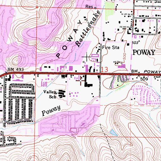 Topographic Map of Poway Plaza Shopping Center, CA