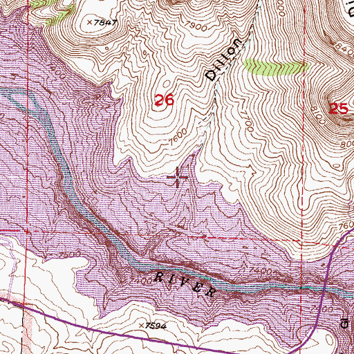 Topographic Map of Dillon Gulch, CO