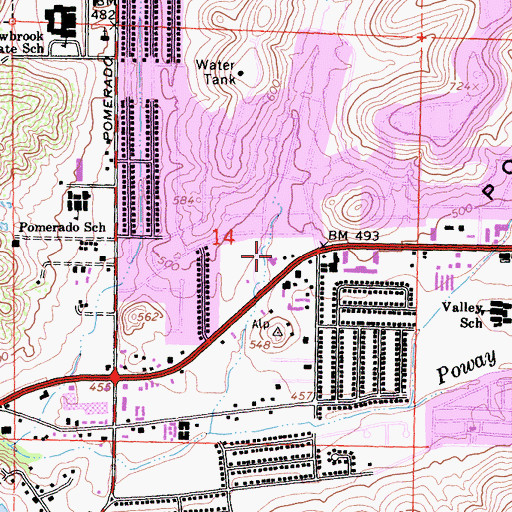 Topographic Map of Poway Plaza Shopping Center, CA