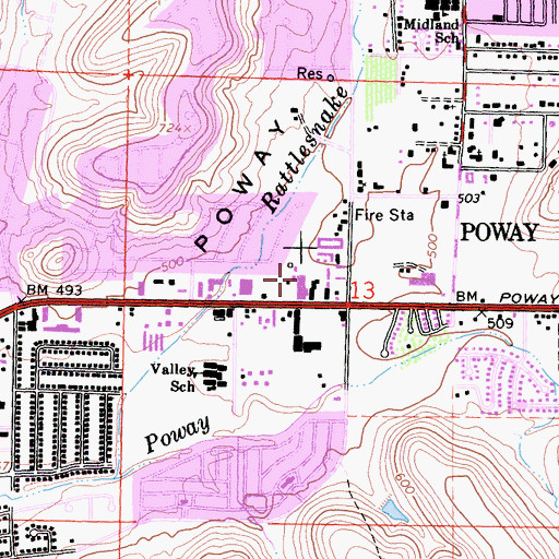 Topographic Map of Poway Valley Shopping Center, CA