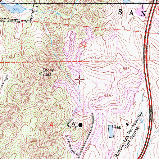 Topographic Map of Rolling Hills Elementary School, CA