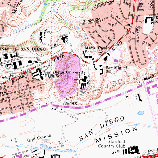 Topographic Map of San Diego Office of Education, CA