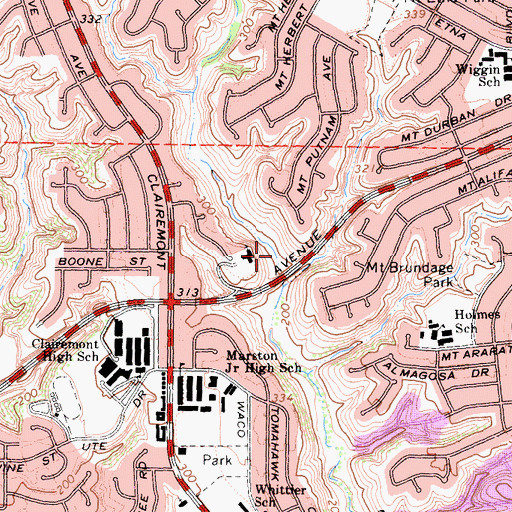 Topographic Map of Tecolate Canyon Natural Park, CA