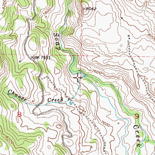 Topographic Map of Chance Creek, CO
