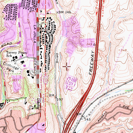 Topographic Map of Villa La Jolla Park, CA
