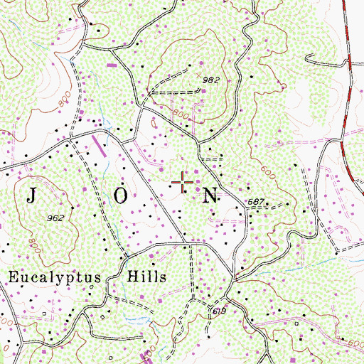 Topographic Map of Eucalyptus Hills Elementary School, CA