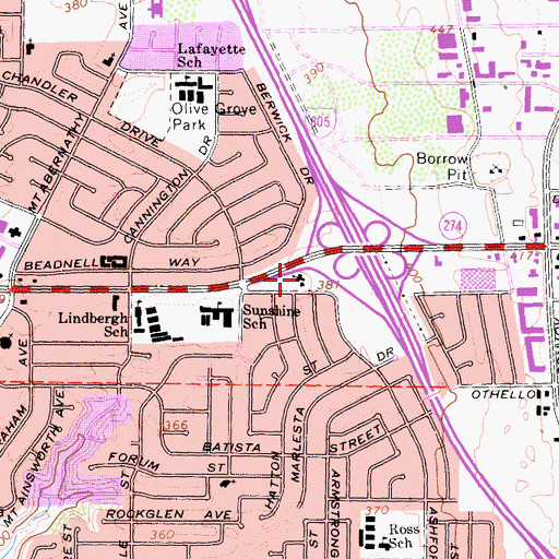 Topographic Map of Atonement Lutheran Church, CA