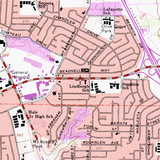 Topographic Map of Balboa Avenue Alliance Church, CA