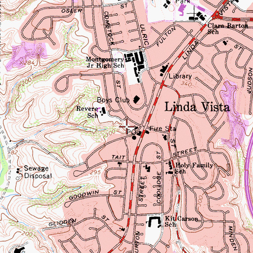 Topographic Map of Calvary Southern Baptist Church, CA