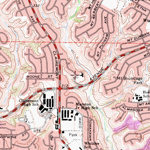 Topographic Map of Church of Christ, CA