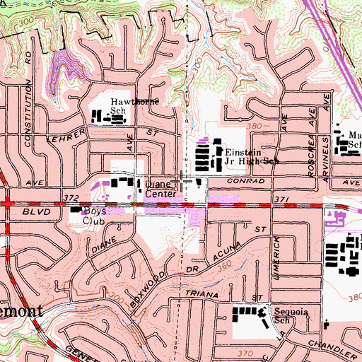 Topographic Map of Clairemont Church of God, CA