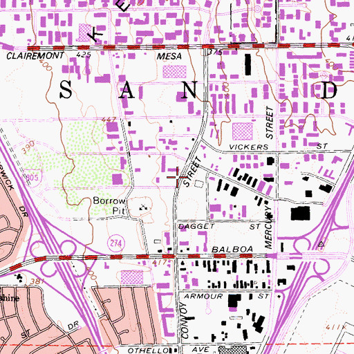 Topographic Map of Empire Square Shopping Center, CA
