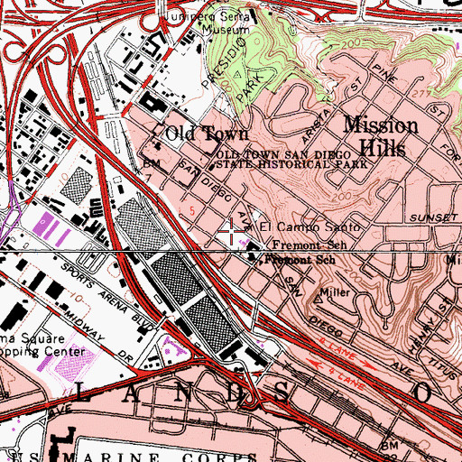 Topographic Map of First Ecumenical United Church, CA