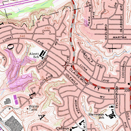 Topographic Map of First Southern Baptist Church, CA