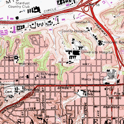 Topographic Map of First Unitarian Church, CA