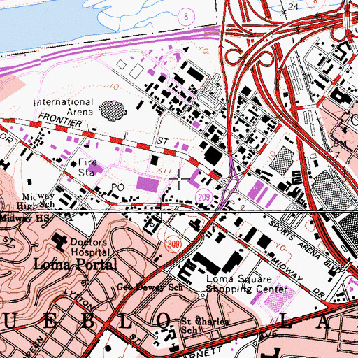 Topographic Map of Glasshouse Square Shopping Center, CA
