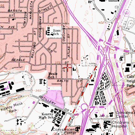 Topographic Map of Grace Brethren Church, CA
