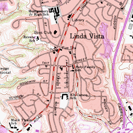 Topographic Map of Holy Family Catholic Church, CA