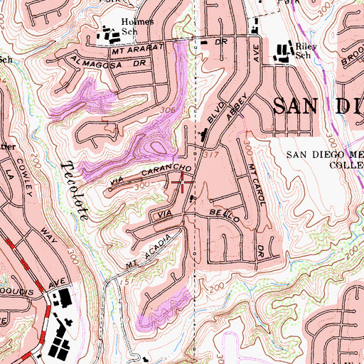 Topographic Map of Kingdom Hall of Jehovahs Witnesses, CA