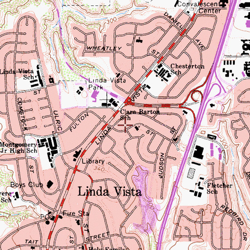 Topographic Map of Linda Vista Church of Christ, CA