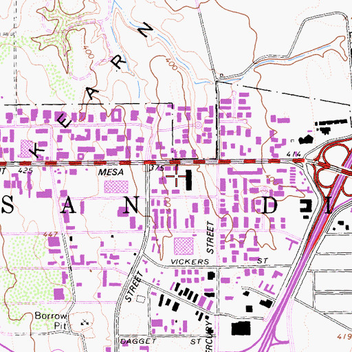 Topographic Map of Mercury Village Shopping Center, CA