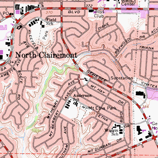 Topographic Map of North Clairemont United Methodist Church, CA