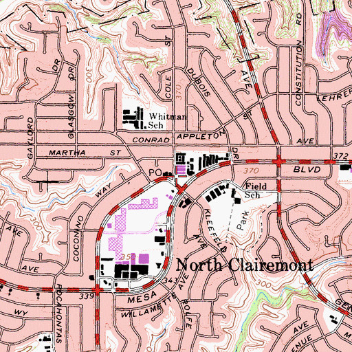 Topographic Map of Northminster Presbyterian Church, CA