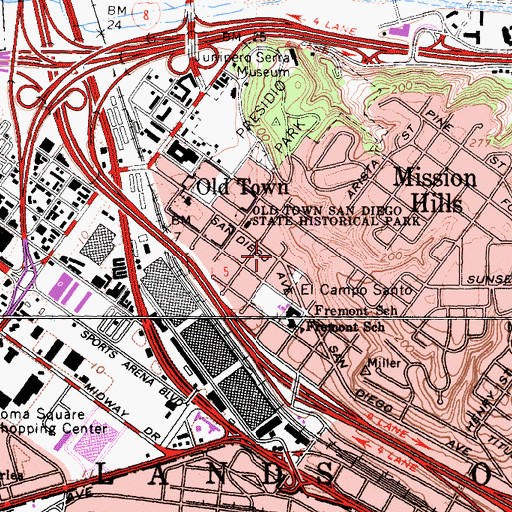 Topographic Map of Old Town Esplanade Shopping Center, CA