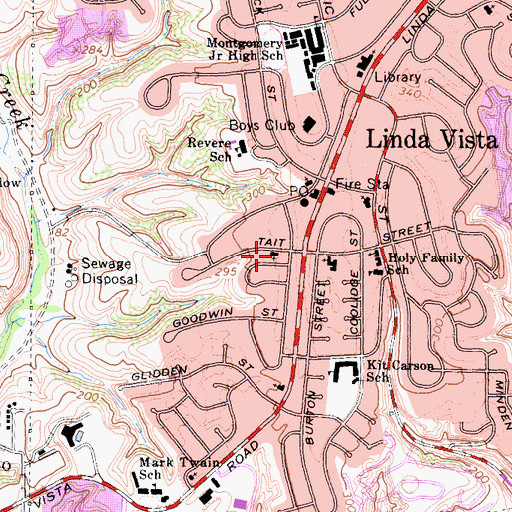 Topographic Map of Peace Lutheran Church, CA