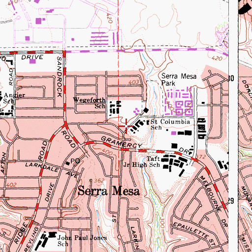 Topographic Map of Saint Columba Catholic Church, CA