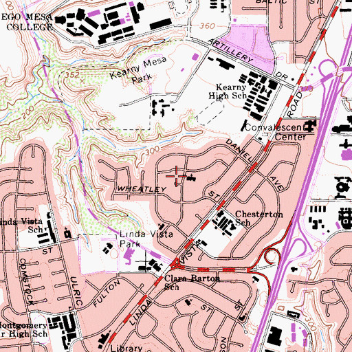 Topographic Map of Saint Elizabeths Episcopal Church, CA