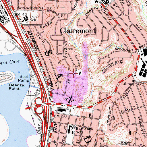 Topographic Map of Saint George Serbian Orthodox Church, CA