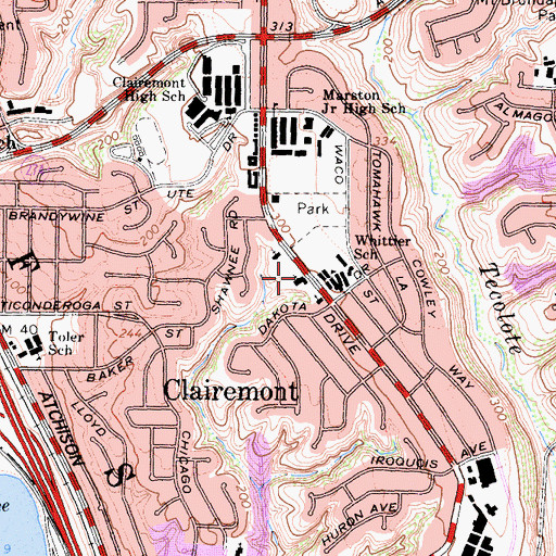 Topographic Map of San Diego Korean Evangelical Church, CA