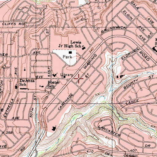 Topographic Map of Allied Gardens, CA