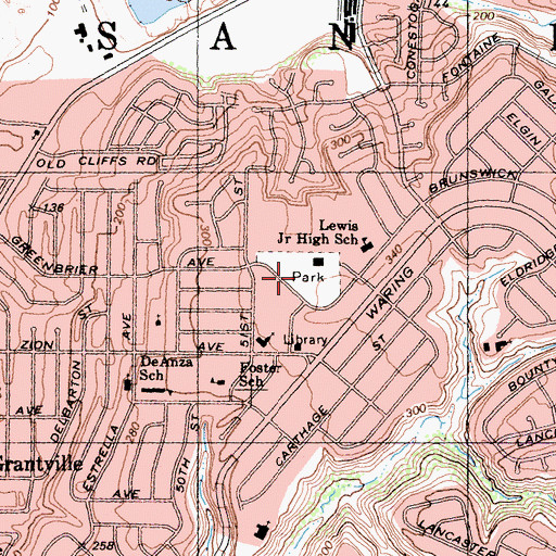 Topographic Map of Allied Gardens Community Park, CA