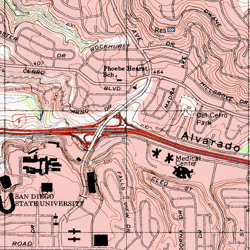 Topographic Map of American Baptist Church, CA