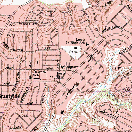 Topographic Map of Benjamin Branch San Diego Public Library, CA